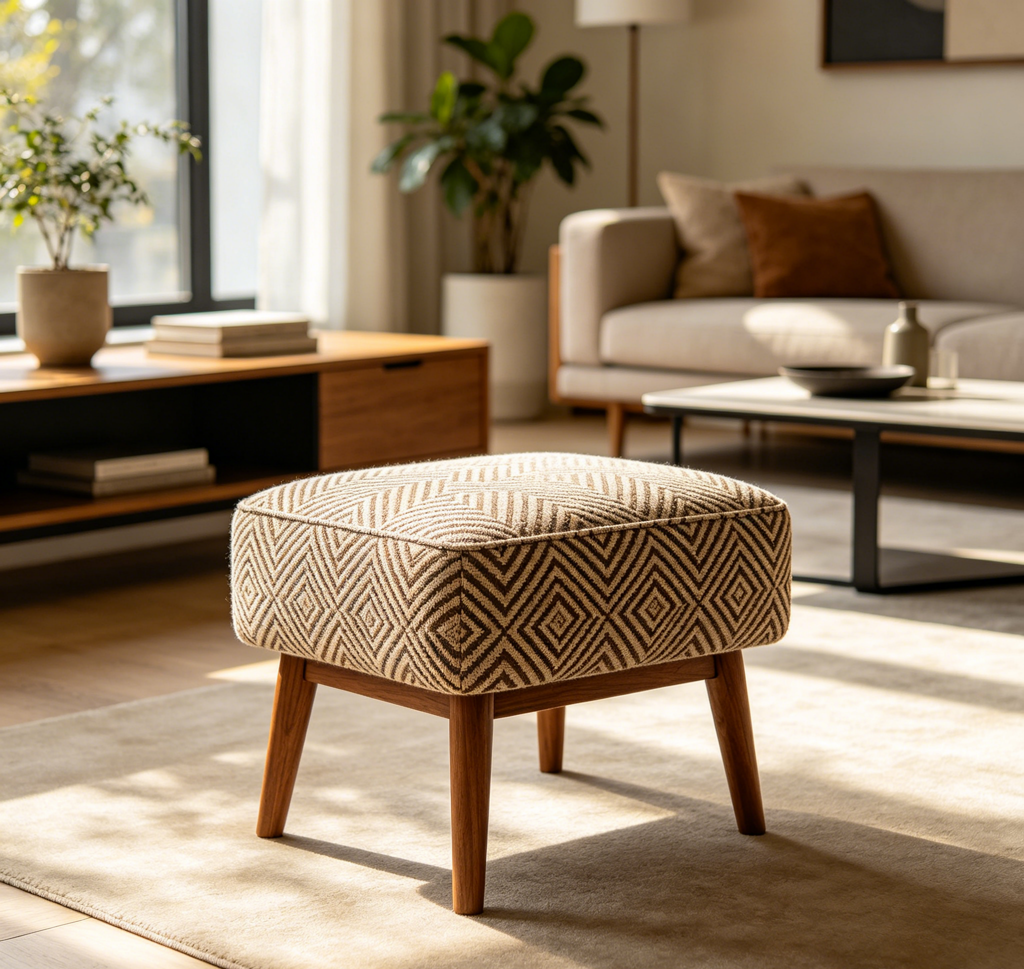 Mid-Century Wooden Footstool